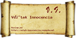 Vétek Innocencia névjegykártya